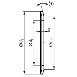 Bordscheibe Stärke 1,5mm Ø 48 x 43,5 x 37mm rostfreier Stahl, Technische Zeichnung