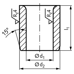Zylindrische Bohrbuchse ähnlich DIN 179 - A 19,5 x 45, Technische Zeichnung