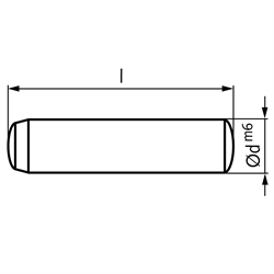 Zylinderstift DIN 6325 Stahl gehärtet Durchmesser 6m6 Länge 55mm, Technische Zeichnung