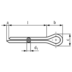 Splint DIN EN ISO 1234 (ex DIN 94) 3,2 x 63 Edelstahl A2, Technische Zeichnung