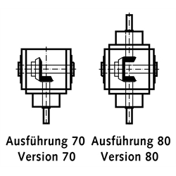 Miniatur-Kegelradgetriebe MKU Bauart H Größe 045 Ausführung 80 Übersetzung 4:1, Technische Zeichnung
