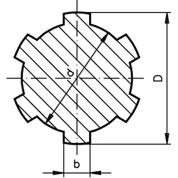 Keilwelle ähnlich DIN ISO 14 Profil KW 11x14 x 1500mm lang Edelstahl 1.4301, Technische Zeichnung