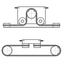 Normzahnriemen Profil H=1/2" (12,7mm) Breite 075=19,1mm Meterware (Neopren mit Glasfaser-Zugstrang) , Technische Zeichnung