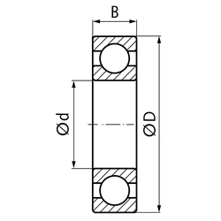 MÄDLER Rillenkugellager einreihig Innen-Ø 3mm Außen-Ø 10mm Breite 4mm mit beidseitigen Deckscheiben Lagerluft C3, Technische Zeichnung