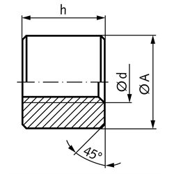 Runde Trapezgewindemutter ähnlich DIN 103 Tr.10 x 3 eingängig links Länge 20mm Aussendurchmesser 22mm Rotguss Rg7 , Technische Zeichnung