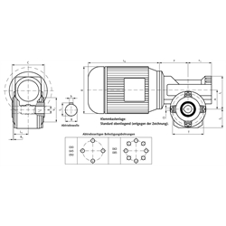 Schneckengetriebemotor HMD/I Grundausführung Getriebegröße 063 n2=9,6 /min 0,18kW 230/400V 50Hz IE2 Abtrieb Hohlwelle (Betriebsanleitung im Internet unter www.maedler.de im Bereich Downloads), Technische Zeichnung