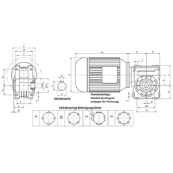 Schneckengetriebemotor HMD/II Grundausführung Getriebegröße 050 n2=14 /min 0,18kW 230/400V 50Hz IE2 Abtrieb Hohlwelle (Betriebsanleitung im Internet unter www.maedler.de im Bereich Downloads), Technische Zeichnung