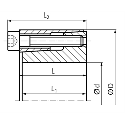 Spannsatz BAR Bohrung 25,4 mm (1 Zoll), Technische Zeichnung