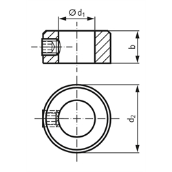 Stellring DIN 705 A Bohrung 4mm Oberfläche blank Gewindestift mit Innensechskant nach DIN EN ISO 4027 (alte DIN 914), Technische Zeichnung