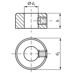 Stellring DIN703 Bohrung 85mm blank Gewindestift 12.9 mit Innensechskant, Technische Zeichnung