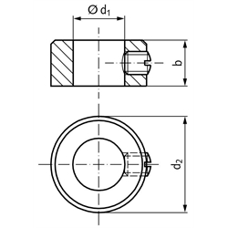 Stellring DIN 705 A Bohrung 10mm brüniert Gewindestift mit Schlitz nach DIN EN 27434 (alte DIN 553), Technische Zeichnung