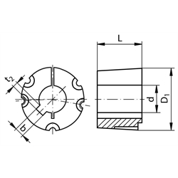 Taper-Spannbuchse 3535 Bohrung 70 mm , Technische Zeichnung