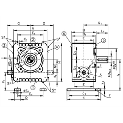 Schneckengetriebe ZM/I Ausführung A Größe 80 i=5:1 Abtriebswelle Seite 5 (Betriebsanleitung im Internet unter www.maedler.de im Bereich Downloads), Technische Zeichnung