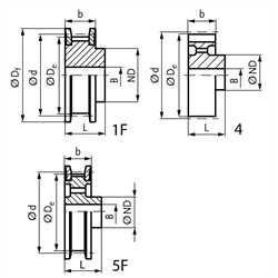 Normzahnriemenrad aus Stahl Teilung H 38 Zähne für Riemenbreite 100 , Technische Zeichnung