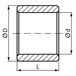 Zylinderbuchse geschlitzte Ausführung 14 x 16 x 10 mm , Technische Zeichnung